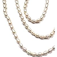 8mm Oval Long PEARL Jewelry Natural AKOYA Freshwater Pearl Necklace SILK Hand Knotted Pearl Necklace 47