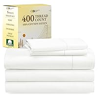 Split King Sheets for Adjustable Bed, Soft 100% Cotton Sheets, 400 Thread Count Sateen, 5 Pc Set With 2 Twin-XL Fitted Sheets, Deep Pocket Sheets, Cooling Sheets, Beats Egyptian Cotton Claims (Ivory)