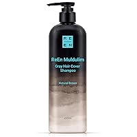 ReEn LG Gradual Effect Natural Brown Color Gray Hair Cover Shampoo- Grey Reducing for lighter shades of hair, Gradual Hair Color for Stronger and Healthier Hair, No Mix, No Mess, Daily Color Shampoo & Treatment, Biotin to Repair Dry & Damaged Hair, For all hair types including Thinning Hair, for Blonde to Medium Brown, for Women and Men - Lg Beauty