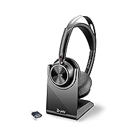 Voyager Focus 2 UC Wireless Headset w/Microphone & Charge Stand (Plantronics) - Active Noise Canceling (ANC) - Connect PC/Mac/Mobile via Bluetooth -Works w/Teams (Certified),Zoom-Amazon Exclusive