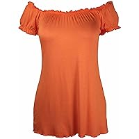 Women's Plus Size Off Shoulder Boho Gypsy Top Orange 10