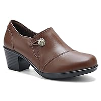 UZB Women's Slip-On Loafer Zip Leather Pump Shoes
