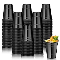Lounsweer 100 Pack 16 Ounce Graduation Plastic Cups Party Supplies Cups Disposable Cups Water Cups for Graduation Drinks Soda Barbecues Picnics(Black)