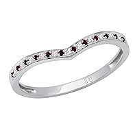 Dazzlingrock Collection Round Gemstone & White Diamond Ladies Bridal Chevron Anniversary Wedding Band, Sterling Silver