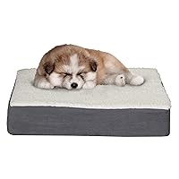 Orthopedic Dog Bed - 2-Layer Memory Foam Crate Mat with Machine Washable Sherpa Cover - 20x15 Pet Bed for Small Dogs Up to 20lbs by PETMAKER (Gray)
