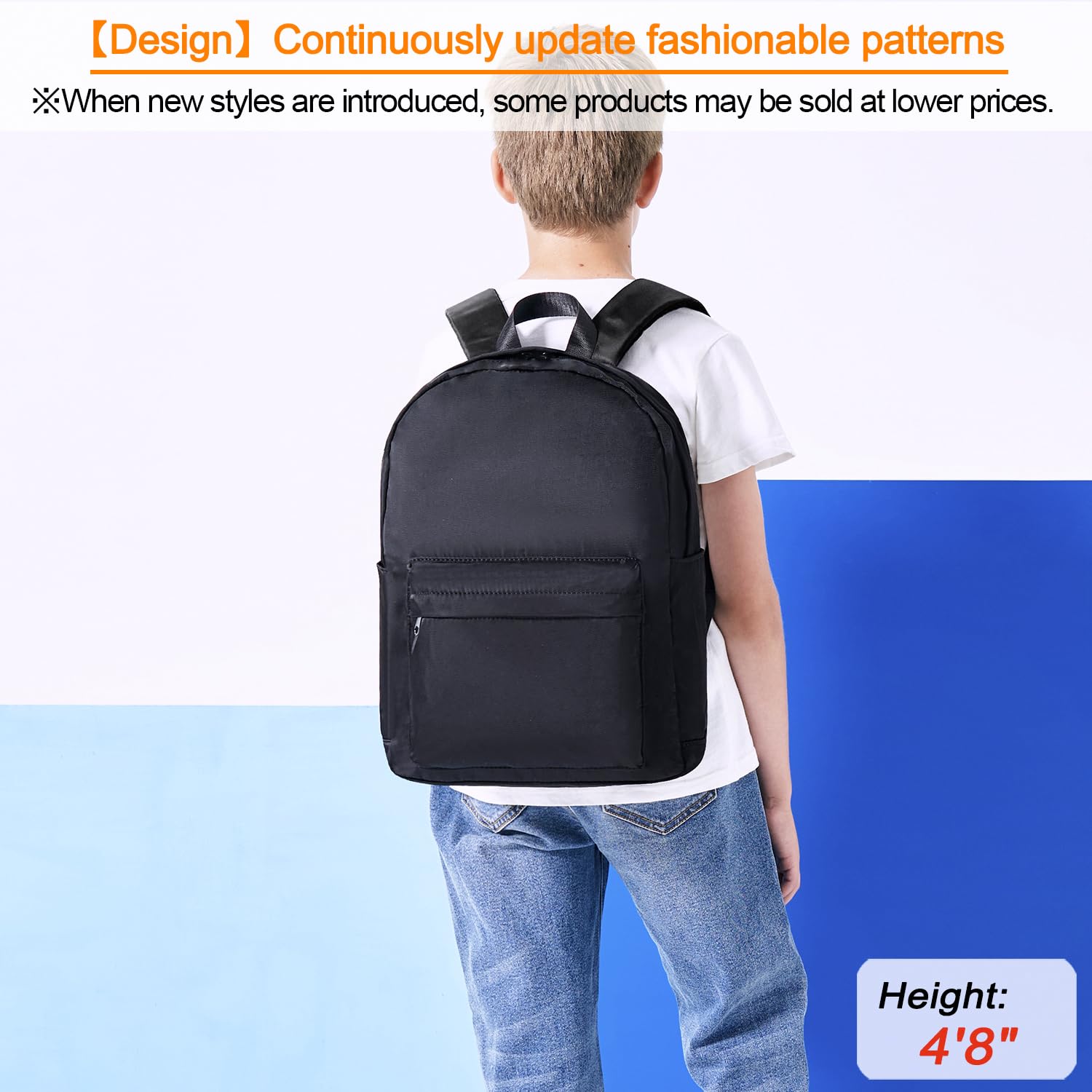 BIGHAS Lightweight Kids Backpack For School Boys and Girls, Preschool Kindergarten, Primary School, Daily Medium Size 3-14 Years Old (Black)