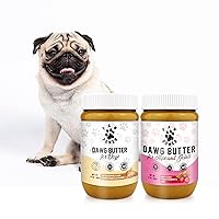 Dawg Butter, Peanut Butter Dog Treats Bundle, All Natural Dog Peanut Butter, Dog Hip and Joint Supplement for Puppies & Senior Dogs, Non-GMO & Xylitol-Free, Berry Flexible & Pumpkin Flavors, 17oz each
