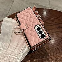 YEXIONGYAN-Leather Phone Case for Samsung Galaxy Z Fold3 4 5 Tempered Screen Film Cover (for Samsung Fold 5,Pink)