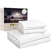 California Design Den Certified 100% Egyptian Cotton Sheets King Size Sheets Set, Luxury Deep Pocket King Sheets, 4 Piece Bedding Sheets & Pillowcases Set, Wrinkle-Resistant, Cool Durable White Sheets