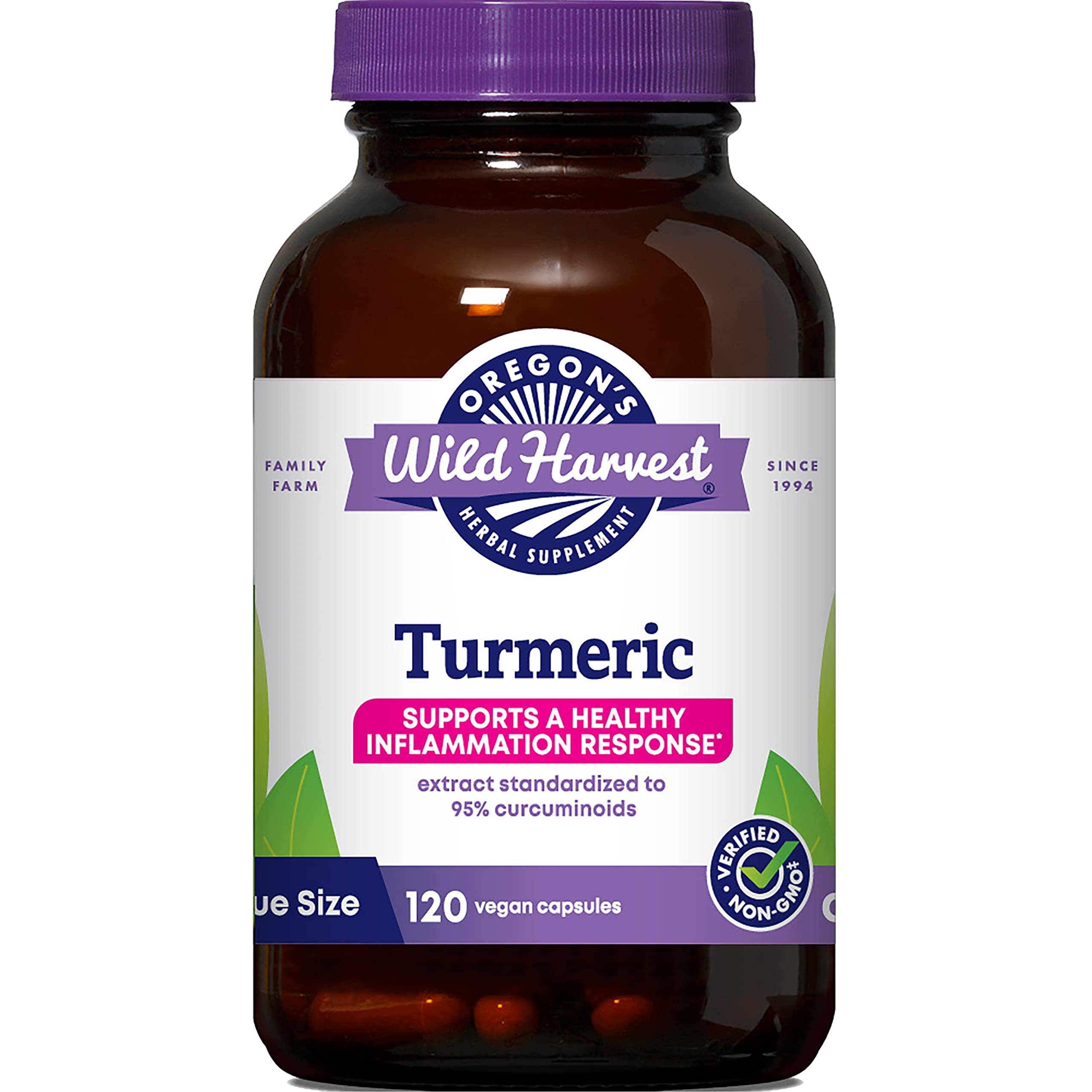 Oregon's Wild Harvest, Turmeric Curcumin Supplement with BioPerine, Antioxidant, Anti-Inflammatory, 1350 MGS, 120 Count