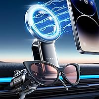 LISEN for MagSafe Car Mount with Sunglasses Holder - [30 Super Magnets] Magsafe Vent Mount,Magnetic Phone Holder for Car Vent, Hands Free Magsafe 3 Car Mount for iPhone 15 14 13 12 Pro Max Plus