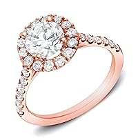 IGI Certified 14k Gold Round-cut Diamond Halo Engagement Ring (1 1/2 cttw, H-I, SI1-SI2) Size 4-9