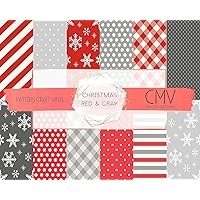 Permanent Adhesive Holiday Pattern Vinyl Bundle Christmas Vinyl 12x12 Works Indoor Outdoor All Craft Cutters (Mix & Match, 2)