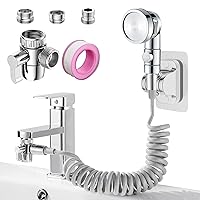 Sink Faucet Sprayer Attachment Set, Kitchen Bathroom Pet Bathing Shower Head with 9.8ft Hose and G1/2 / M22 / M24 Faucet Adapters, Hair Washing, Dog Shower and More (Faucet Not Included)