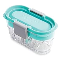 PackIt Mod Mini Bento Food Storage Container, Mint, Shatterproof Crystal Clear Base, with Leak-resistant Divider and Lid, Microwavable, Dishwasher Safe, Designed for Snacks On the Go, 1 Cup Capacity