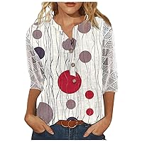 Tops for Women 3/4 Sleeve Shirts for Plus Size Women Three Quarter Sleeve Tops Woman Tunic Top Women Relaxed Fit Tees for Women Ladies Tops and Blouses Shirts Khaki L
