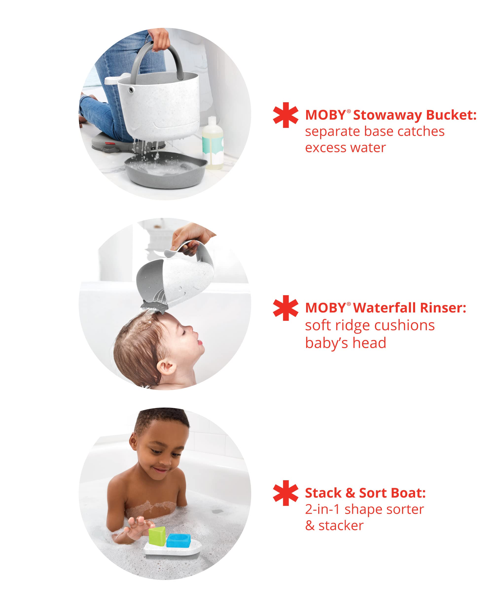 Skip Hop Moby x Oceanworks Baby Bath & Bath Toy Bucket Bundle