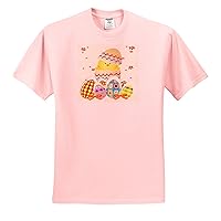 3dRose Dooni Designs Easter Designs - Cute Hatching Spring Chick and Easter Eggs - Adult Light-Pink-T-Shirt XL (ts_104570_37)