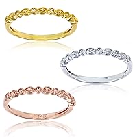 14K Tricolor Gold 0.14CTTW Round 3-Pcs Stackable Ring