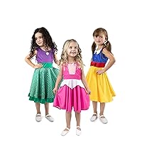 Little Adventures Trio Fairytale Twirl Princess Costume Dress Set - Machine Washable Pretend Play (Size 4 Small)