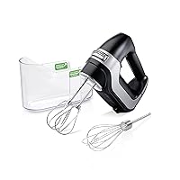 5-Speed Electric Hand Mixer with High-Performance DC Motor, Slow Start, Snap-On Storage Case, Stainless Steel Beaters & Whisk, Black (62651)