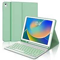 iPad 9th Gen Case with Keyboard 10.2 inch, Detachable Wireless Keyboard| 7 Color Backlit| Auto Sleep/Wake| Smart Folio Cover with Pencil Holder for iPad 9th 2021/8th 2020/7th 2019/Air 3 Gen/Pro 10.5”