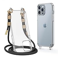 Clear Case for iPhone 12/12 Pro, Crossbody Adjustable Neck Shoulder Lanyard Strap Shockproof Protective Transparent Lanyard Phone Case for 12/12 Pro 6.1 Inch Black