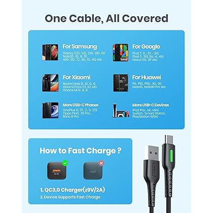 INIU USB C Cable, [5 Pack 3.1A] QC 3.0 Fast Charging USB Type C Cable, (3.3+3.3+6+6+10ft) Nylon Braided Phone Charger USB-C Cord for Samsung Galaxy S21 S20 S10 Plus Note 10 LG Google Pixel Moto etc