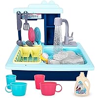 ArtCreativity Sink Toy with Running Water and Color Changing Dishes - 22 Piece Kids Kitchen Play Set - Pumps Real Water - Play Kitchen Sink with Drying Rack, Dishes, Toy Detergent Bottle - Ages 3 4 5