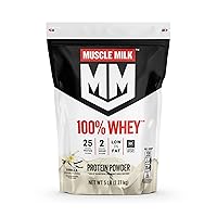100% Whey Protein Powder, Vanilla, 5 Pound, 68 Servings, 25g Protein, 2g Sugar, Low in Fat, NSF Certified for Sport, Energizing Snack, Workout Recovery, Packaging May Vary