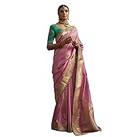 Indian Woman Pure Dola Silk Saree Muslim Designer Blouse Sari 3321