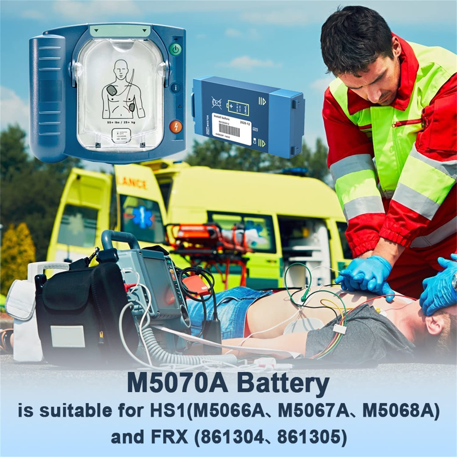 Zeemey AED Battery Replacement M5070A Battery Defibrillator Battery for AED Defibrillator 9V 4.2Ah High Capacity Easy to Use