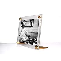 Wexel Art 6x8-Inch Diamond Polished Beveled Edge Framing Grade Acrylic Tabletop Floating Frame with Gold Hardware for 4x6-Inch Art & Photos