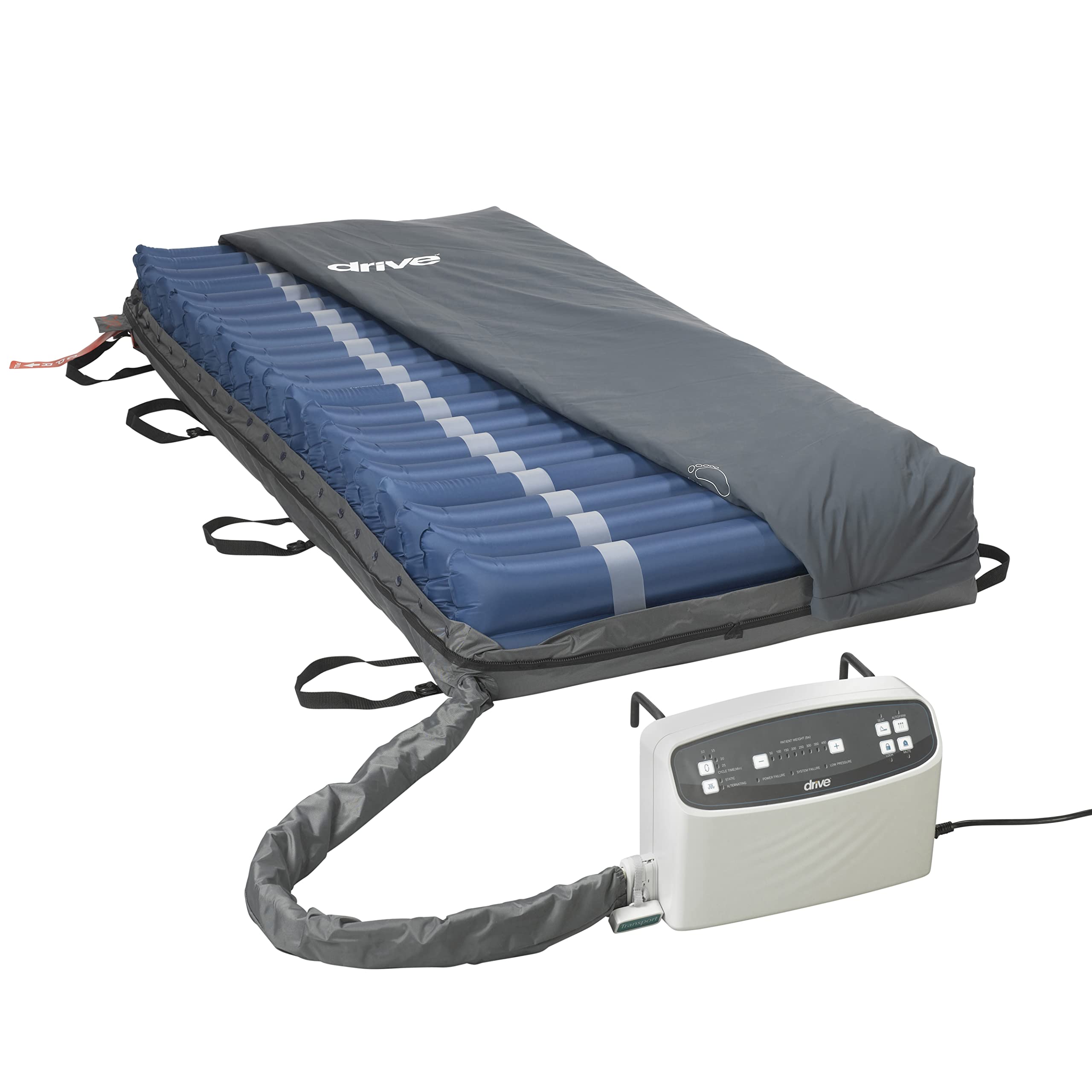 Drive Medical 14029 Med-Aire Low Air Loss Mattress Replacement System with Alternating Pressure, Blue, 84 Inch x 36 Inch