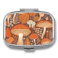 Pill Box Cartoon Mushroom Round Pill Case for Purse & Pocket 2 Compartment Medicine Pill Organizer Portable Travel Pillbox Medicine Vitamin Cod Liver Oil Storage Box