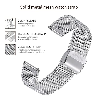 BERNY Stainless Steel Mesh Watch Band for Mens Women Quick Release  Adjustable Milanese Watch Straps Thick Heavy Duty Metal Bracelet with Safty  Clasp