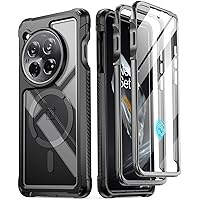 POETIC Guardian Case Compatible with OnePlus 12 5G (2024), Built-in Screen Protector, Works with Fingerprint ID, Shockproof, Robust, Transparent, Full Body Hybrid Case, Black/Clear