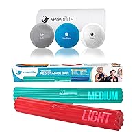 Serenilite Holiday Fitness Bundle - Tri-Density Stress Balls (3pc.) and Green and Red Flexible Bar (2pc.) Bundle