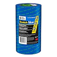 ScotchBlue Sharp Lines Multi-Surface Painter's Tape, 1.41 Inches x 60 Yards, 6 Rolls, Blue, Paint Tape Protects Surfaces and Removes Easily, Edge-Lock Painting Tape for Indoor and Outdoor Use