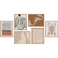 SIGNWIN Framed Mid-Century Paint Stroke Wall Art, Set of 6 Abstract Geometric Wall Décor Prints, Minimalism Wall Décor for Living Room, Bedroom - 11