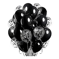 Black balloons 100 Pack + 10 Packs of Black Confetti Balloons, 12 inch Black Latex Balloons - Suitable for Weddings, Graduations, Black Birthday Balloon Party Decorations