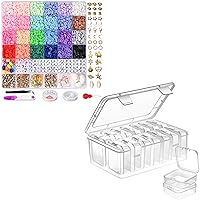 Mathtoxyz 6000 Pcs Clay Beads for Bracelet Making Kit and 15Pcs Small Bead Organizers and Storage