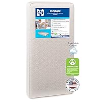 Sealy Flex Cool Breathable Hypoallergenic 2-Stage Dual Firm Waterproof Baby Crib Mattress & Toddler Bed Mattress, Cotton Cover, 204 Premium Coils, Air Quality Certified, Made in USA, 52