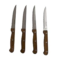 IMUSA USA IMU-71014 4Piece Serrated Steak Knives with Wood Handle
