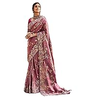 Indian Wedding Woman Embroidered Saree Fancy Muslim Blouse Sari 2389