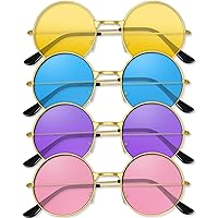 4/8/10/12/20/28 Pairs Hippie Sunglasses Round Hippie Glasses 70s Party Decorations Multicolored Glasses for Women