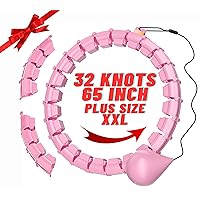 65inch 32 Knots Plus Size Quiet Weighted Hula Infinity Fitness Detachable Hoops, Smart Noiseless Infinity Hula for Women, 2 in 1 Waist and Abdominal Workout Equipment at Home