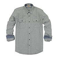 Men's Heather Brushed Double Pocket Flannel Shirt, Grey, LG