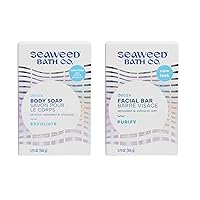 Seaweed Bath Co. Detox Body and Facial Bar Soap Duo, 3.75 Ounce (Pack of 2), Sustainably Harvested Seaweed, Charcoal, Volcanic Ash