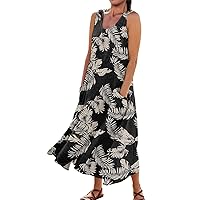 Beach Dresses for Women 2024 Vacation Spring Summer Boho Casual Fashion Sleeveless Dress for Holiday Large Size